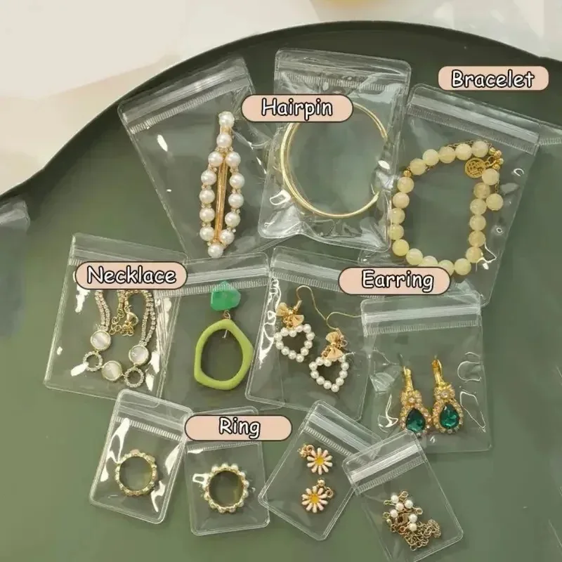 10-100 Stück Schmuck-Organizer-Beutel Transparente PVC Anti-Oxidations-Schmuckbeutel für Ohrringe, Anhänger, Halsketten und Armbänder – Detail 15