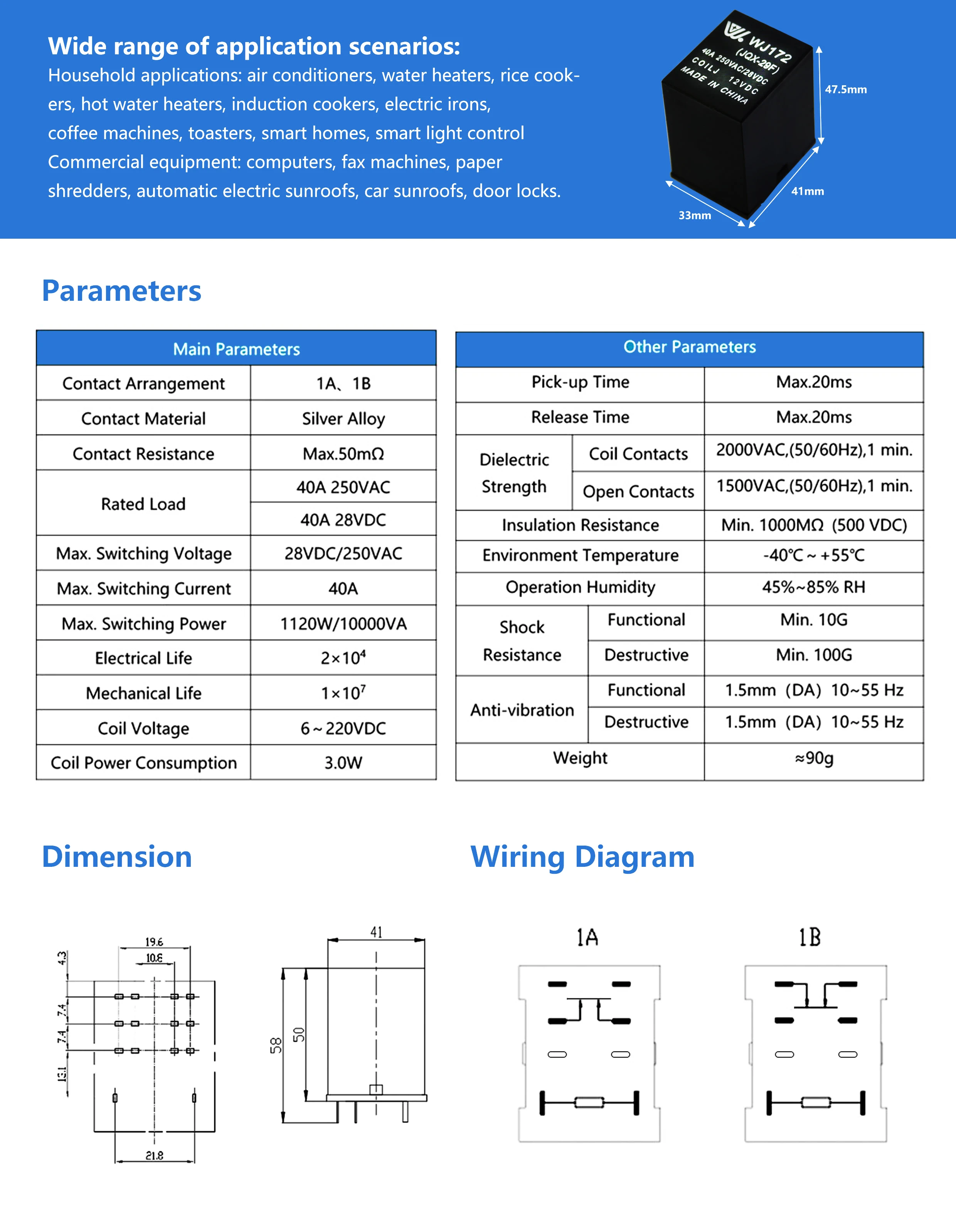 WJ172 5Pcs DC 12V Coil SPDT 6 Pin Mini Power Relay PCB Type High