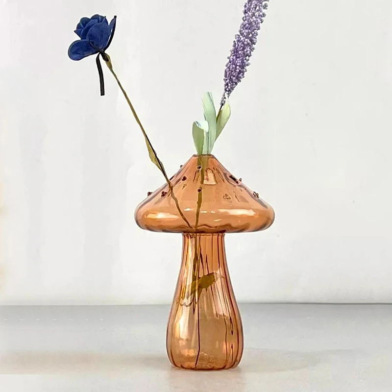 1Pcs Mushroom Glass Vase Transparent Hydroponic Flower Aromatherapy Bottle DIY Creative Table Vases Crafts Nordic Home Decor