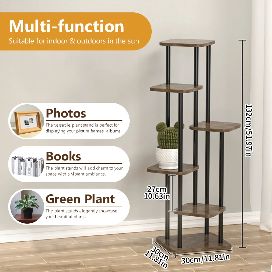 Plant Stand - All-Season Outdoor Flower Shelf With Multi-Tier Space-Saving Design For Balcony, Garden & Patio Living Room — view 4
