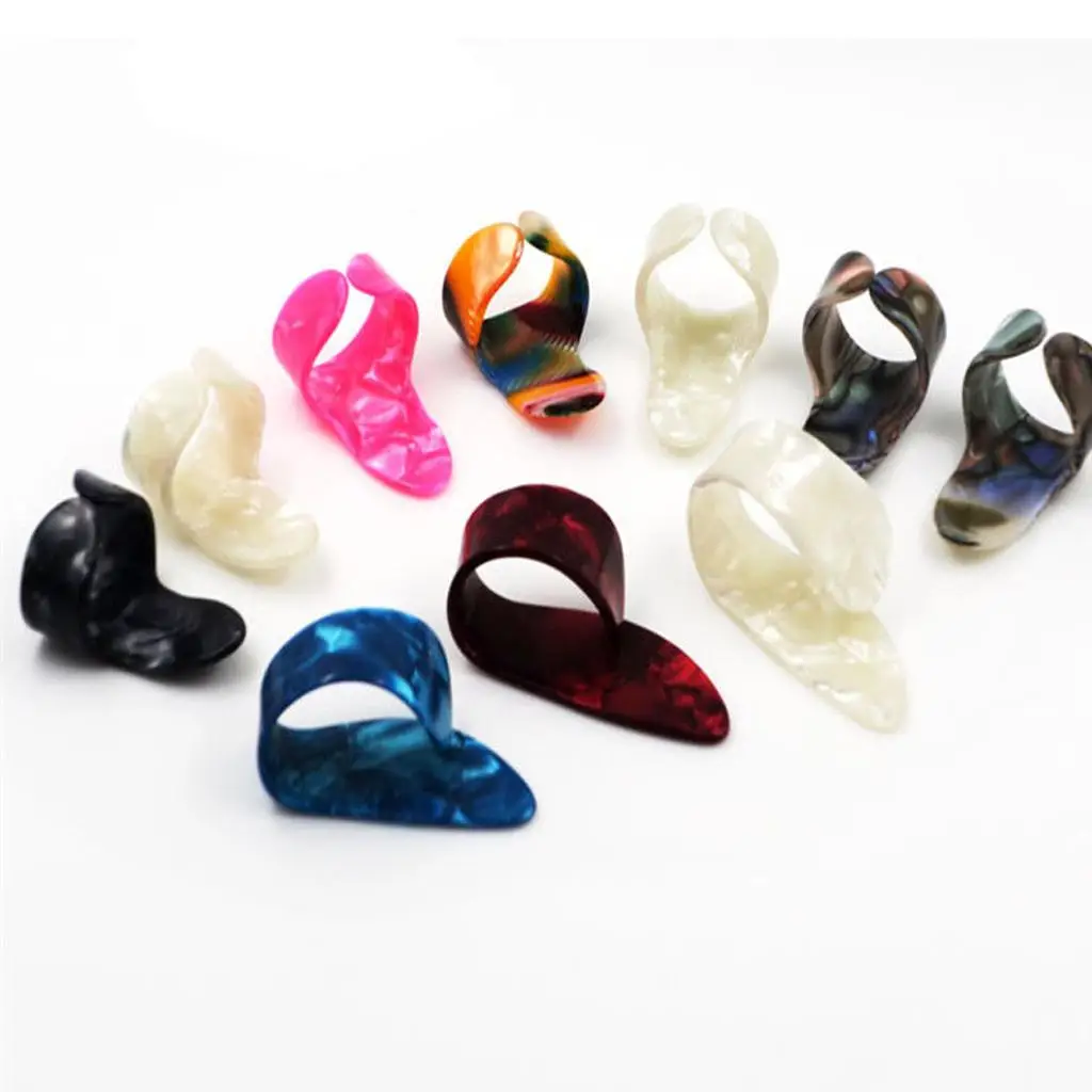 5 Thumb And 10 Finger Stainless Steel Celluloid Plectrums Guitar Picks Set