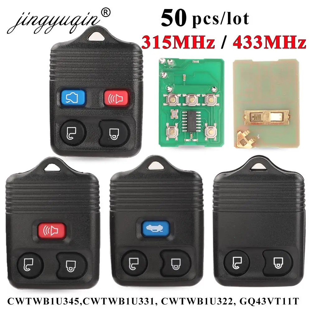 Jingyuqin 50pcs 3/4btn Car Key Transit Keyless Entry Fob 315/433mhz For