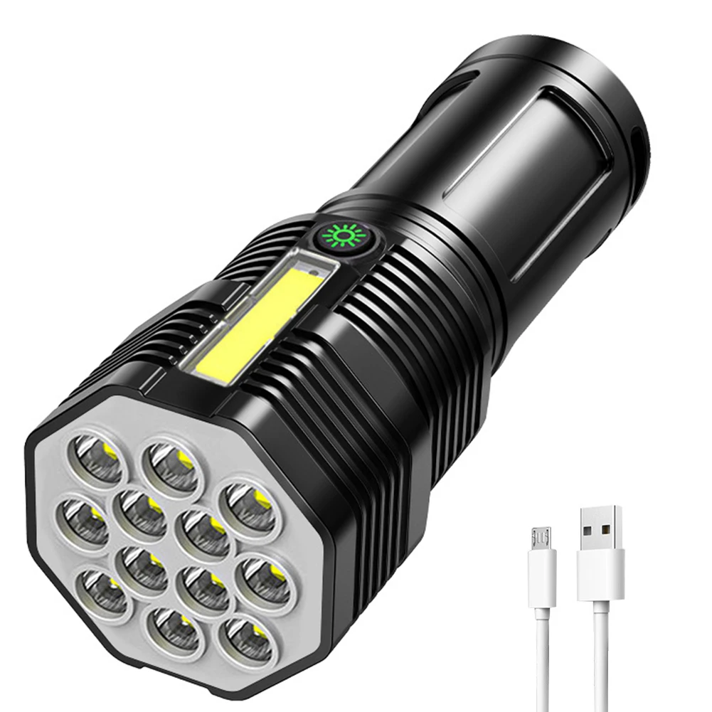 마이크로 USB 충전 LED 및 COB 캠핑 낚시 손전등, 야외 조명, IPX4 방수 강력한 램프 랜턴, 4 기어 500lm 1200mAh