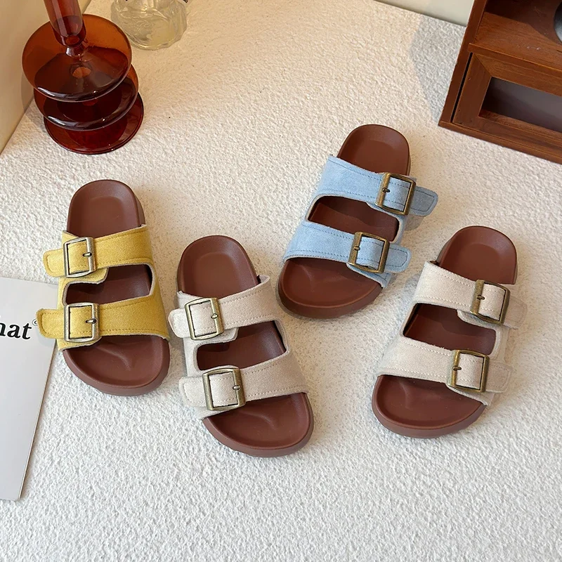 New Trend Girls Open-toe Slippers Summer Children's Causal Slip-on Shoes Fashion Kids Simple Boys Beach Flat Slippers Non-slip