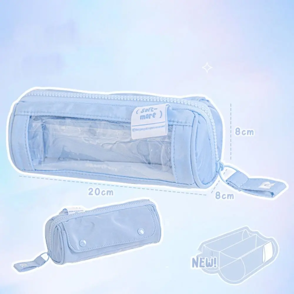 투명 실린더 패턴 펜 케이스, PVC 대용량 비주얼 연필 케이스, 방수 카와이 투명 프리즘 연필 가방