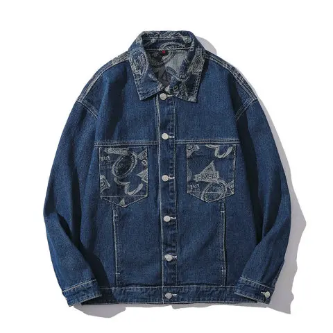 

Men's Hip Hop Retro Tie Dye Denim Jacket Retro Loose Street Print Harajuku Style New Denim Jacket