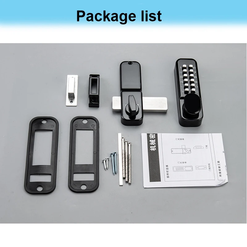 Outdoor Door Lock Waterproof Mechanical Lock Battery Free Code Lock Pushbutton Exterior Street Gate Lock