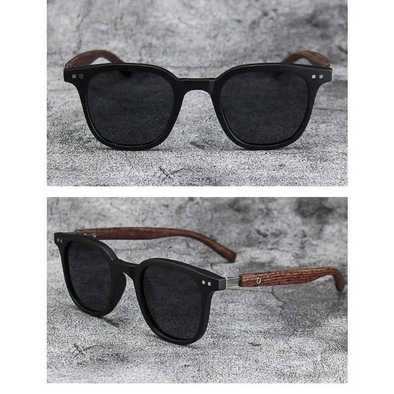 Wood-Grain Retro Sunglasses