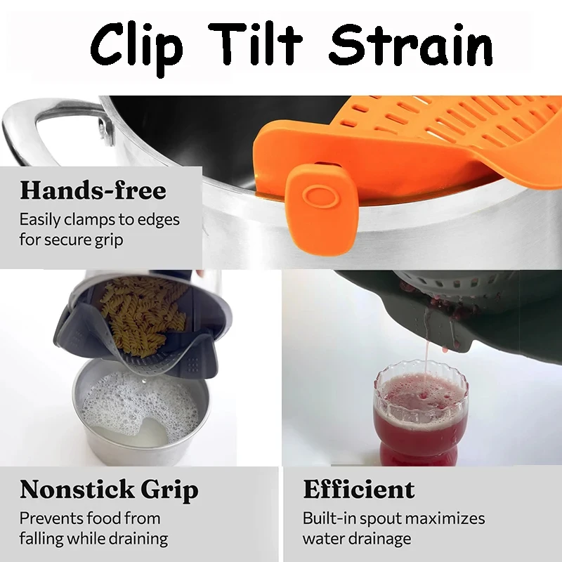 Description Picture 5 of itemSilicone Strainer Clip Pan Drain Rack Bowl Funnel Rice Pasta Vegetable Washing Kitchen Accessories for Thermomix Tm5 Tm6 Tm31