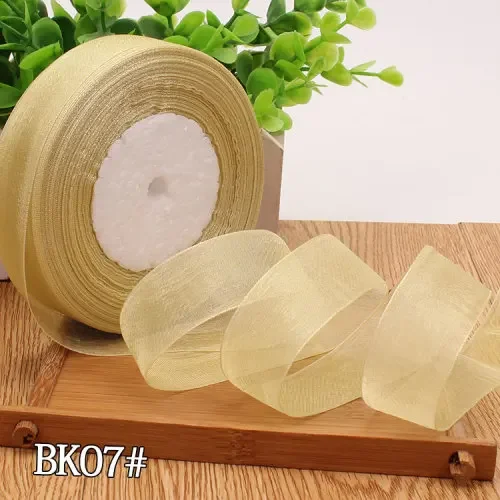 High-Density Organza Satin Ribbon for Crafts and Decoration, 15mm Width, 45 Meters