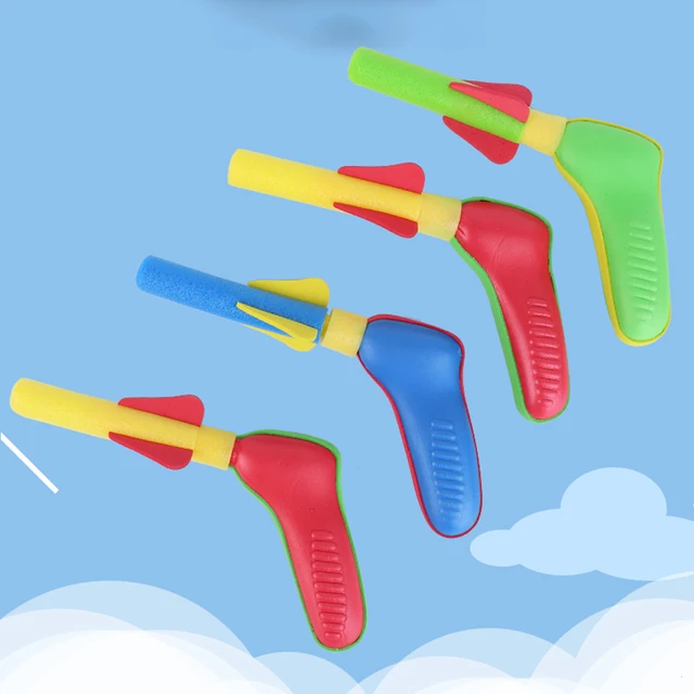 EVA Flying Pressed Soft Bullets Air Foam Guns Hand Pump Rocket Launcher Outdoor Soaring Propeller Garden Game Novel Children Toy 3