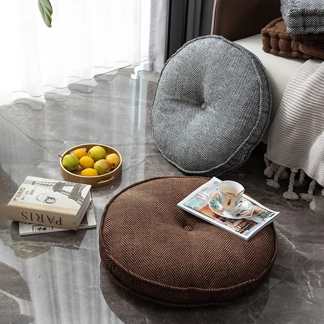 Height Linen Thick Round Bed Bay Window Floor Tatami Chair Sitting Cushions  Removable and Washable Futon Decoration Home - AliExpress