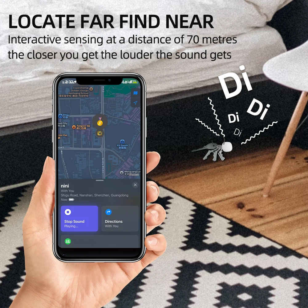 Jimi AT2301 Bluetooth Tag GPS Tracker Anti-lose Security Smart Finder Tracker For Apple Find My Key Earbud Luggage IOS MFi Finer