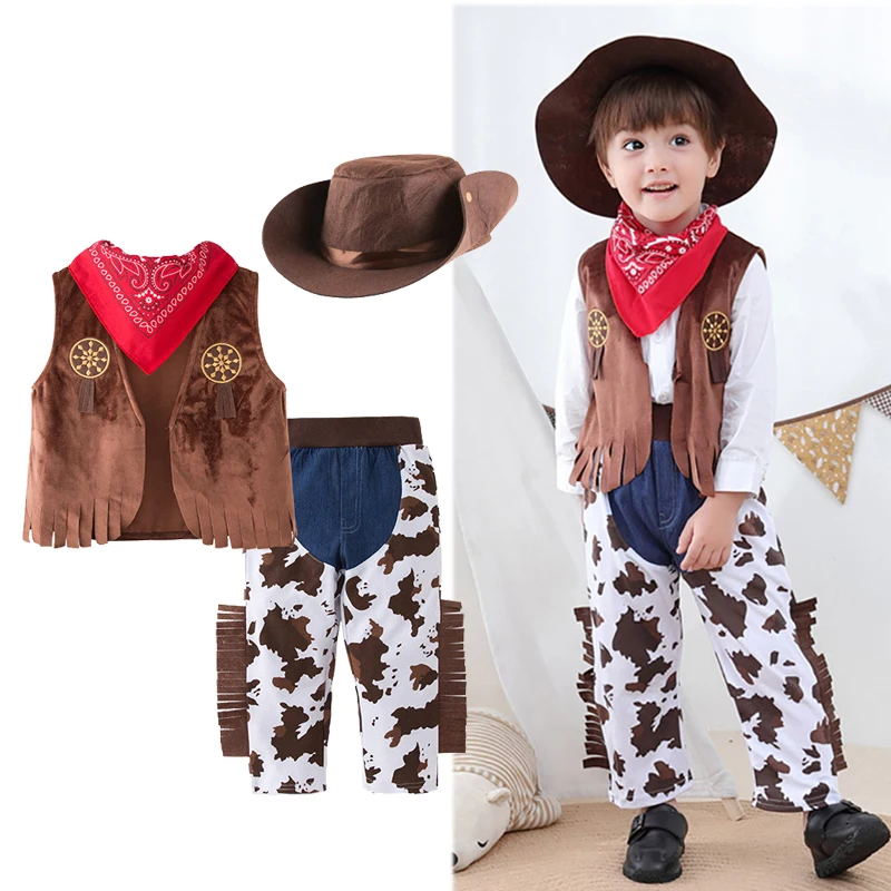 1 7Yrs Baby Boy Clothes Cowboy Costume For Kids Toddler Clothing Set