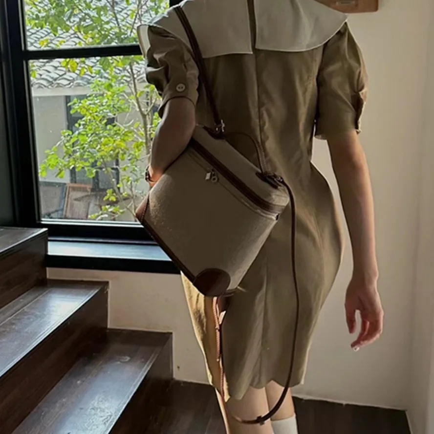 

Elmsk 2023 New French Medieval Style Cowhide Top Layer College Style Casual Cowhide Backpack Vinatge Backpack Women