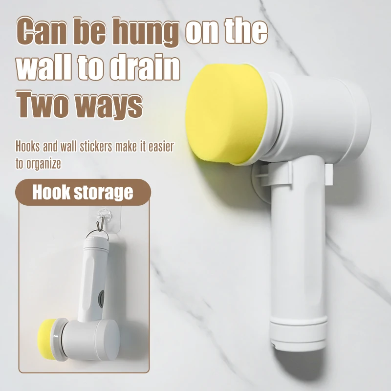 Electric Cleaning brush, Electric spin scrubber cordless, 5 brush heads, powerful cleaning, for bathroom kitchen dishe