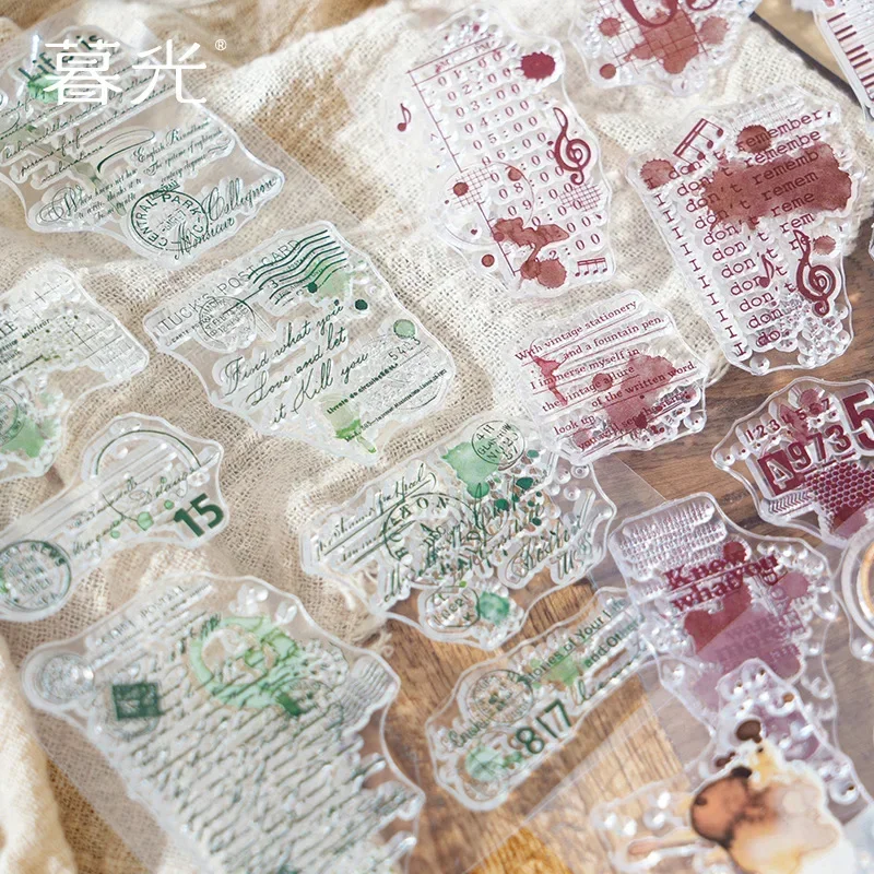 Vintage Silicone Stamps Letterhead Story Printing Background Assorted Stamp handbook Supplies Scrapbook 208*104mm 1Pack set