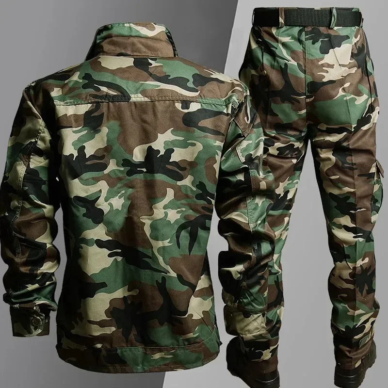 Men's Outdoor Training Camouflage Uniform Tactical Climbing Hiking Suit Jacket + Pant Set