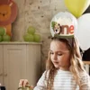 1 Year Old Kids Avocado Green Lion Birthday Crown First Baby Party White Non Woven Safari B 6