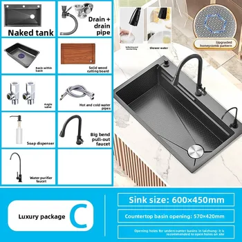 อ่างล้างผักสแตนเลส 304 อ่างล้างจานครัวหนาพิเศษสำหรับใช้ในครัวเรือน 2