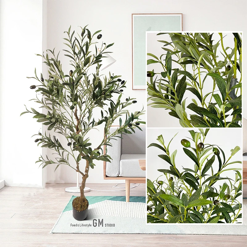 Árbol de olivo Artificial grande, planta en maceta verde, ramas de olivo  para interior, oficina, tienda, decoración, suelo, bonsái, adornos,  150-180cm - AliExpress