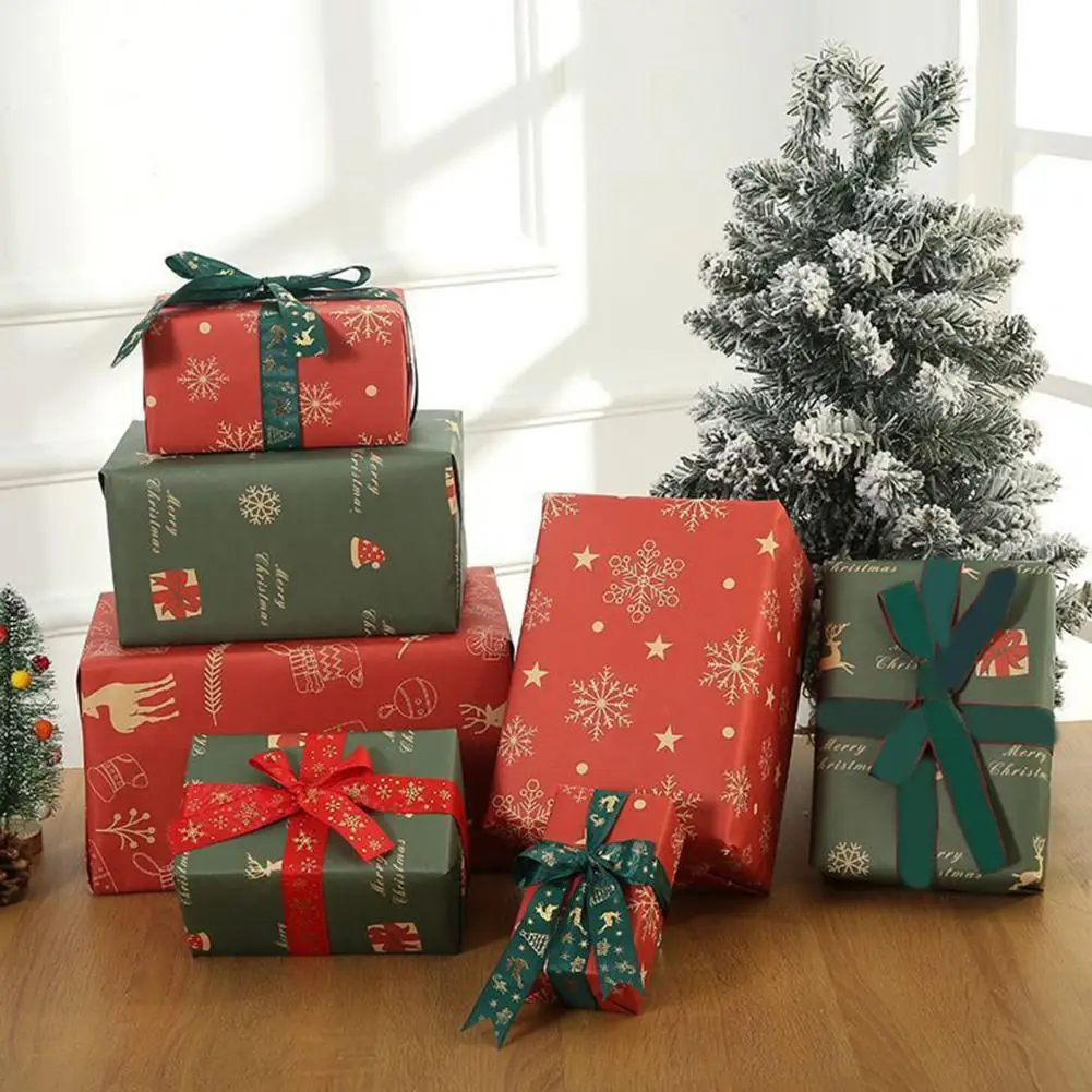 

Festive Christmas Gift Wrap Xmas Elements Collection Durable Festive Wrapping Papers for Christmas Birthdays Weddings Diy Crafts