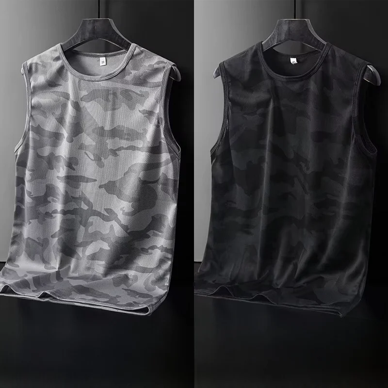 Men's Camouflage Work Vest Ice Silk Loose Fit Summer Youth Faion Breathable Moisture ng Construction Site Wear