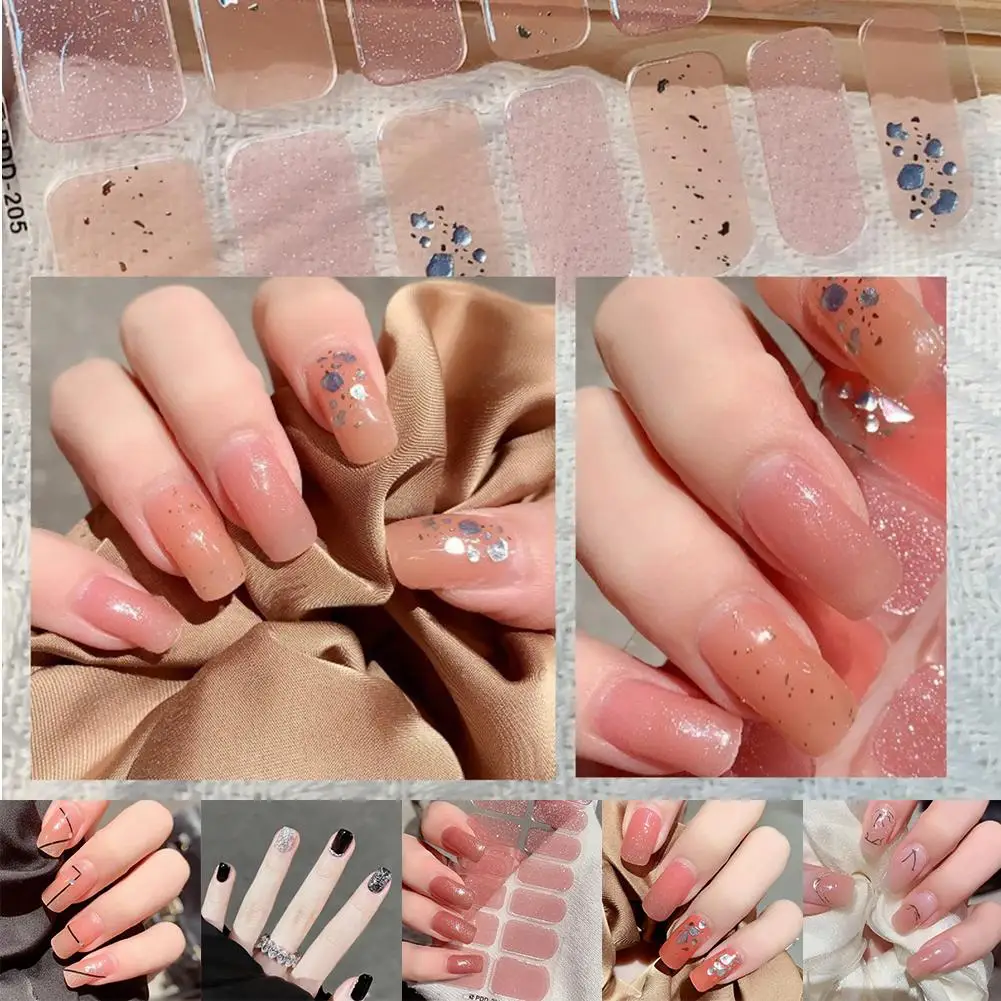 Nail Stickers Semi Cured u&ntilde;as gel Nail Strip Sticker Gel Wraps Cured Waterproof Polish Gel Decals Lamp P2K3