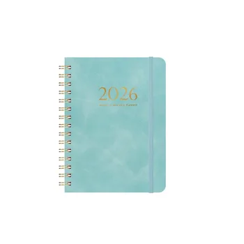 A5 2026 Agenda mensile settimanale Calendario con copertina in pelle PU Agenda giornaliera Blocco note Autoempimento con cinturino Attività quotidiane del taccuino