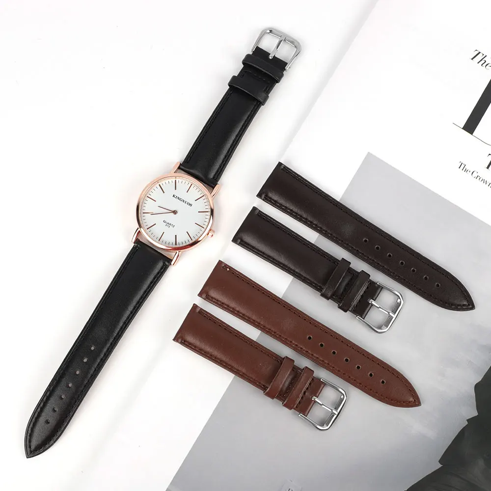 

Cowhide Leather Watch Strap 14mm 16mm 18mm 20mm 22mm 24mm Black Coffee Color Watch Strap Men Women Watch Band Accessories