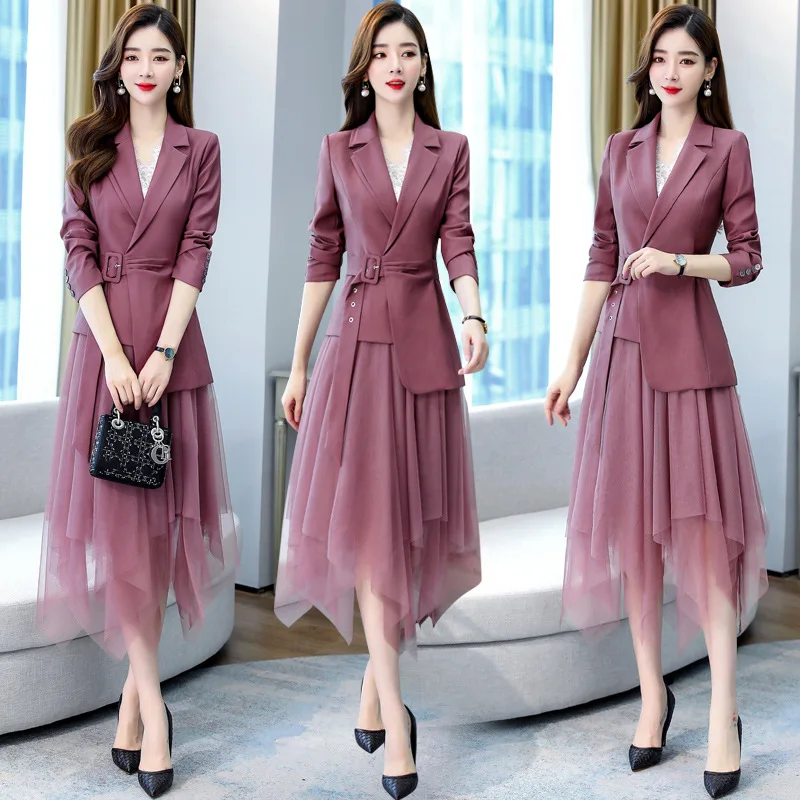 Womens 2 Piece Skirt Suit Set Smart Casual Printed Suits Lapel Collar Full  Sleeve Blazer Jacket And Mini Pleated Skirt - AliExpress