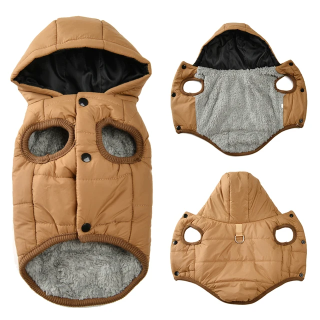 Warm Fleece Dog Coat Hoodie For Small Medium Dogs Winter Puppy Clothes Jacket With D-ring Thick Cozy Pug Dachshund Parka Costume