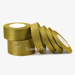 Elegant Satin Ribbon for Gift Wrapping and Craft Decoration - 25 Yards, Multiple Widths (Glitter Gold)