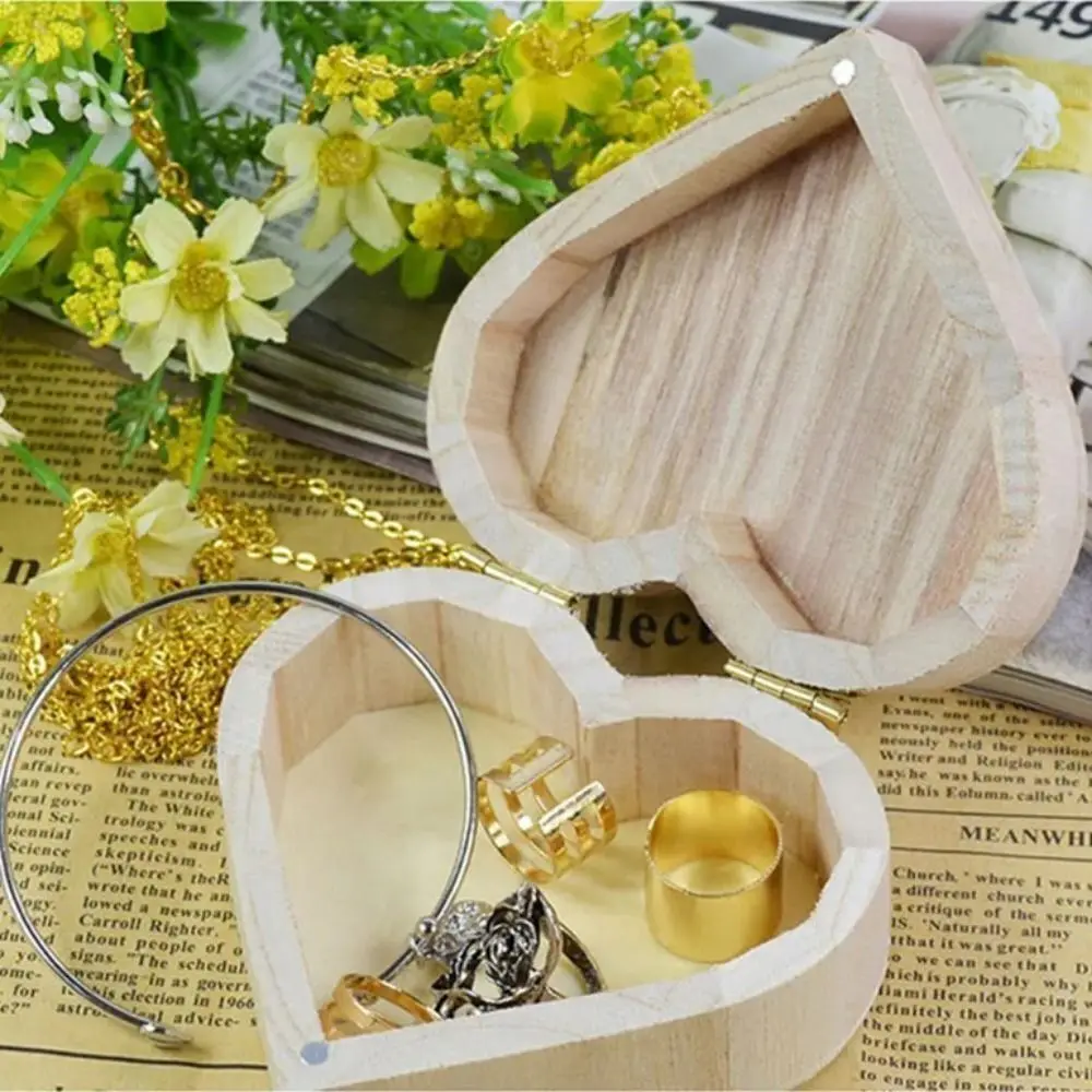 Retro Wood Wood Storage Box Heart Shape Orginal Gift Wrapping Box Wood Box 4