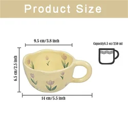 Handcrafted Ceramic Flower Mug - Irregular Korean Style Drinkware - 201-300ml (Purple tulip)