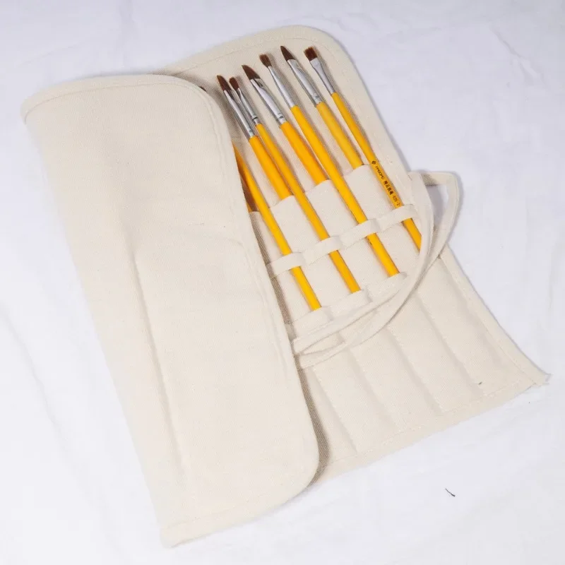 16/22 Holes Makeup Brush Storage Bag Women's Canvas Cosmetic Pouch Travel Fold Organizer Portable Bundle Strap Design Beauty Bag