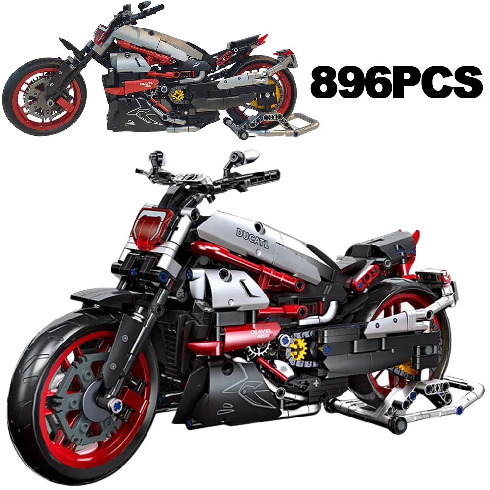 

896PCS City Technical Speedy Locomotive Racing Building Block Motorbike Motorcycle Brick Model Vehicle Toys Kids Adult For Gifts