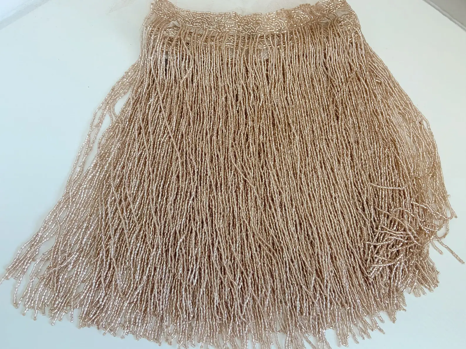 2 Yard Gold Tassel Trim Beaded Fringe Trim Indian Bead Lace Dupatta Border Crafting Bag Dress Glass Bead 25 Cm Wide
