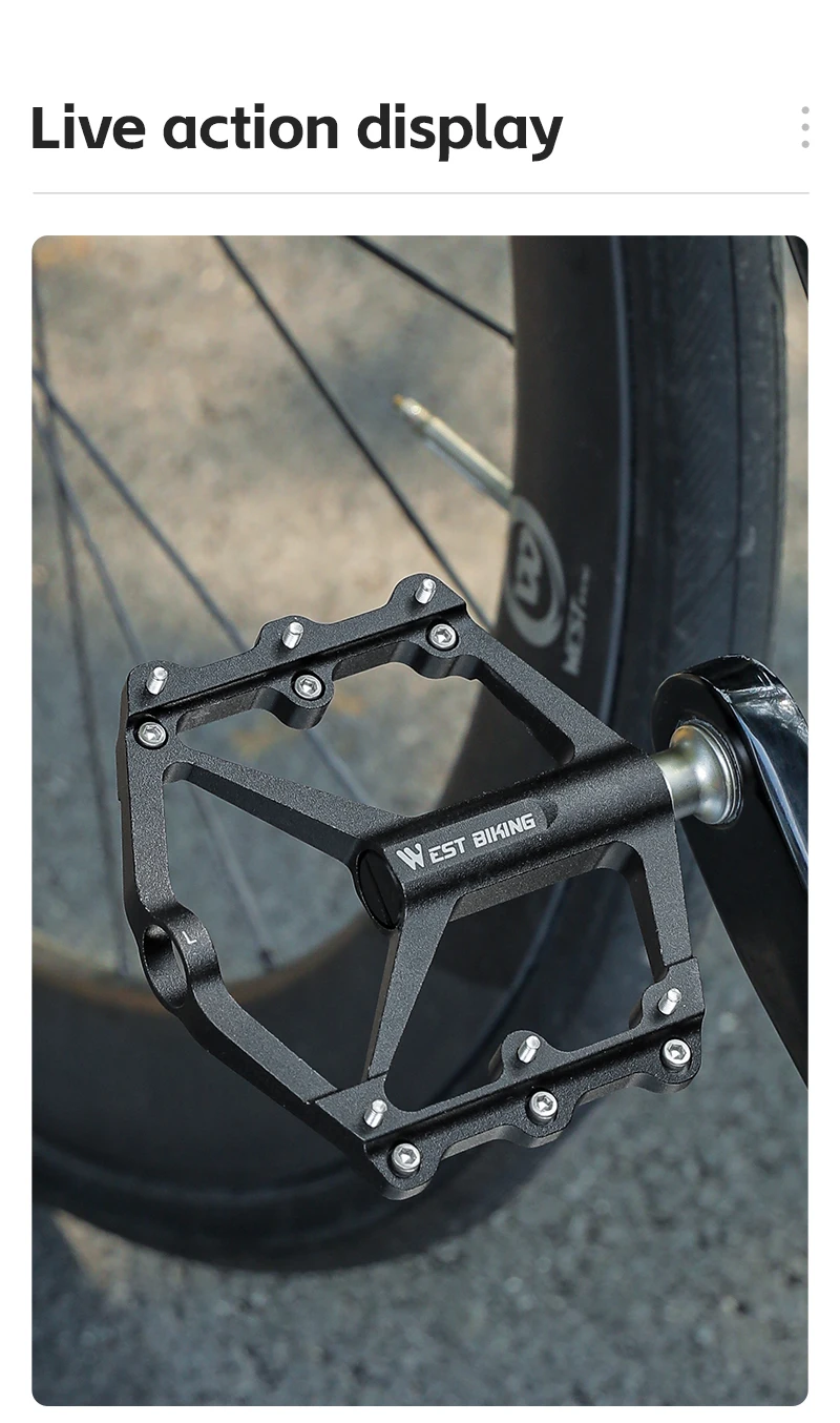 WEST BIKING Fahrradpedale aus Aluminiumlegierung, MTB, Rennrad, rutschfest, ultraleicht, versiegelt, 3-Lager, verbreitert flache Fahrradpedale, Fahrradteile – Detail 13