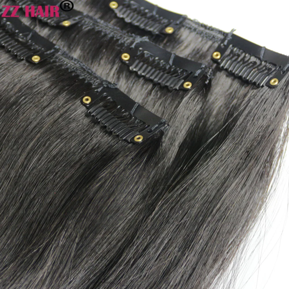 ZZHAIR Human Remy Hair Extensions 16"-24" 3 Pcs Set 100g Clips-in Three Pieces 1x20cm 1x15 cm 1x10cm Natural Straight