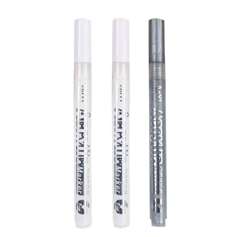 Acrylic Paint Pens Set - Black, White, Gold, Silver, Extra-Fine Tip