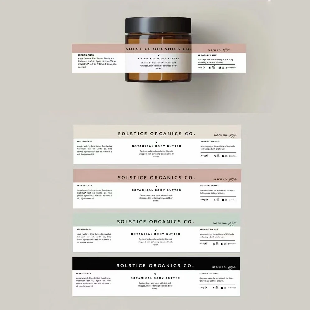 Waterproof Jar Pot Bottle Sticker Personalized Makeup Cosmetics Cream Label Adhesive Skincare Product Packaging DIY