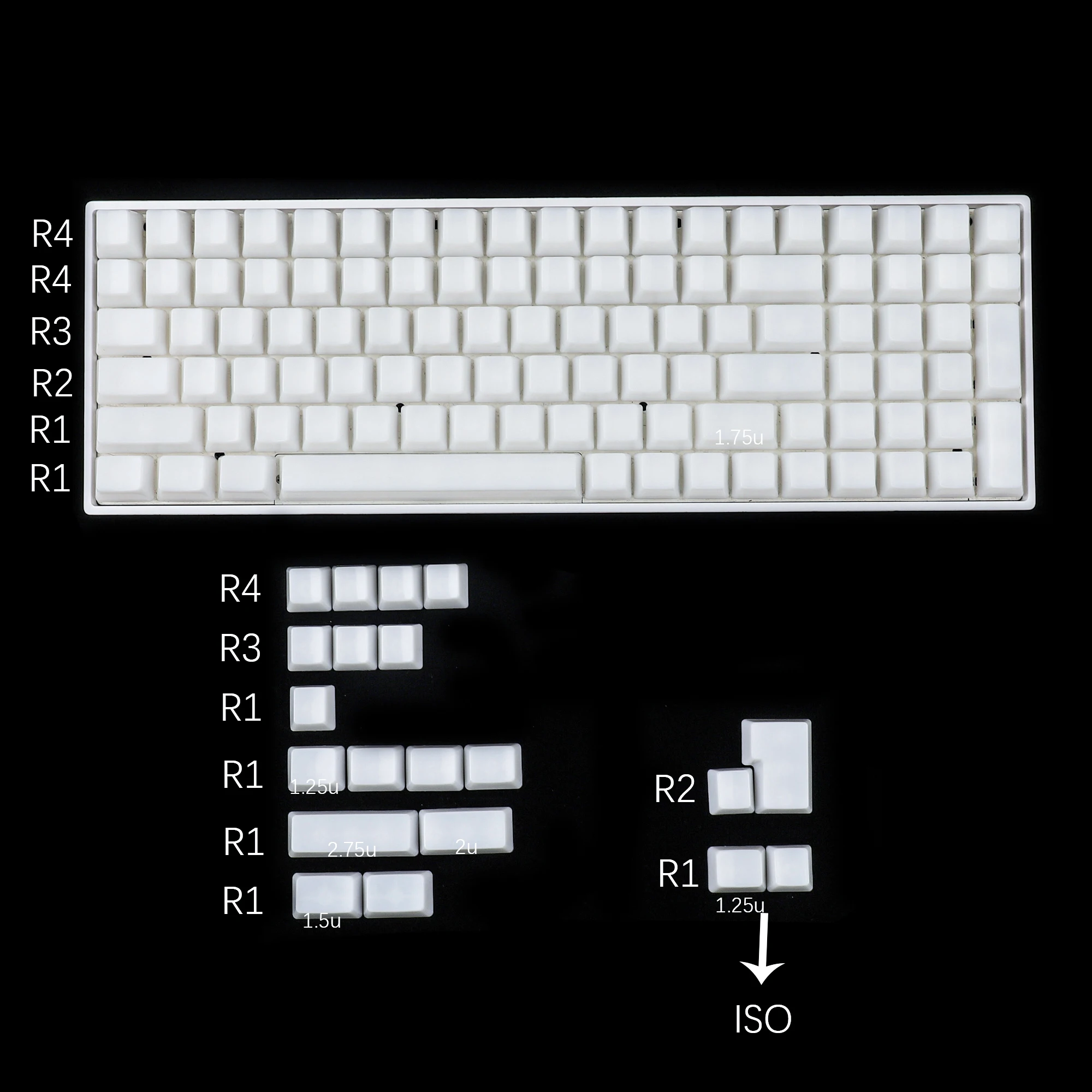 120 Keys ABS ANSI ISO 1.5mm Blank Milk Fog OEM Profile Shine