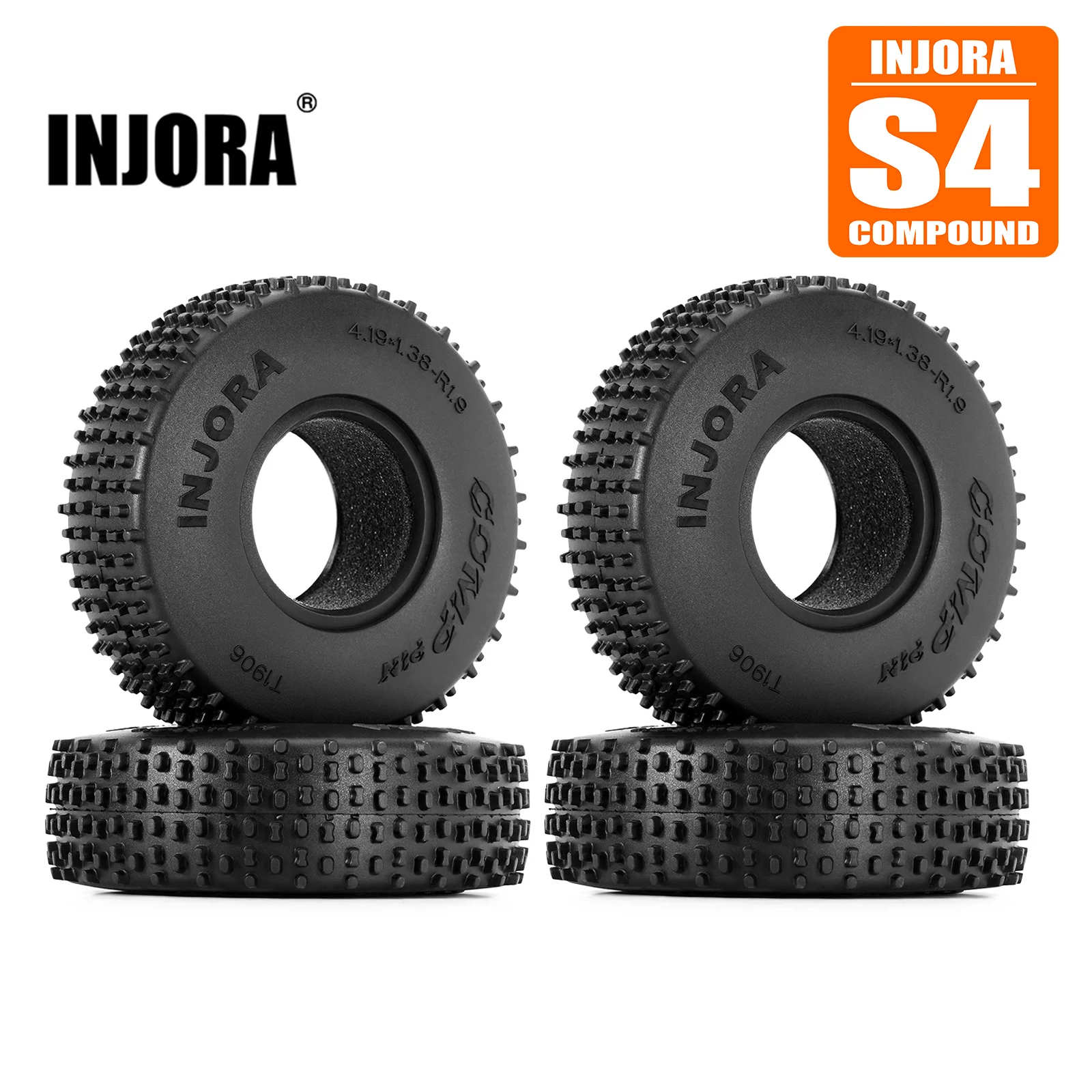 INJORA 1.9" Comp Pins Tire 106*35mm for 1/10 RC Crawler Rock Buggy TRX4 SCX10 Pro Capra Gen8 VS4-10 (T1906)