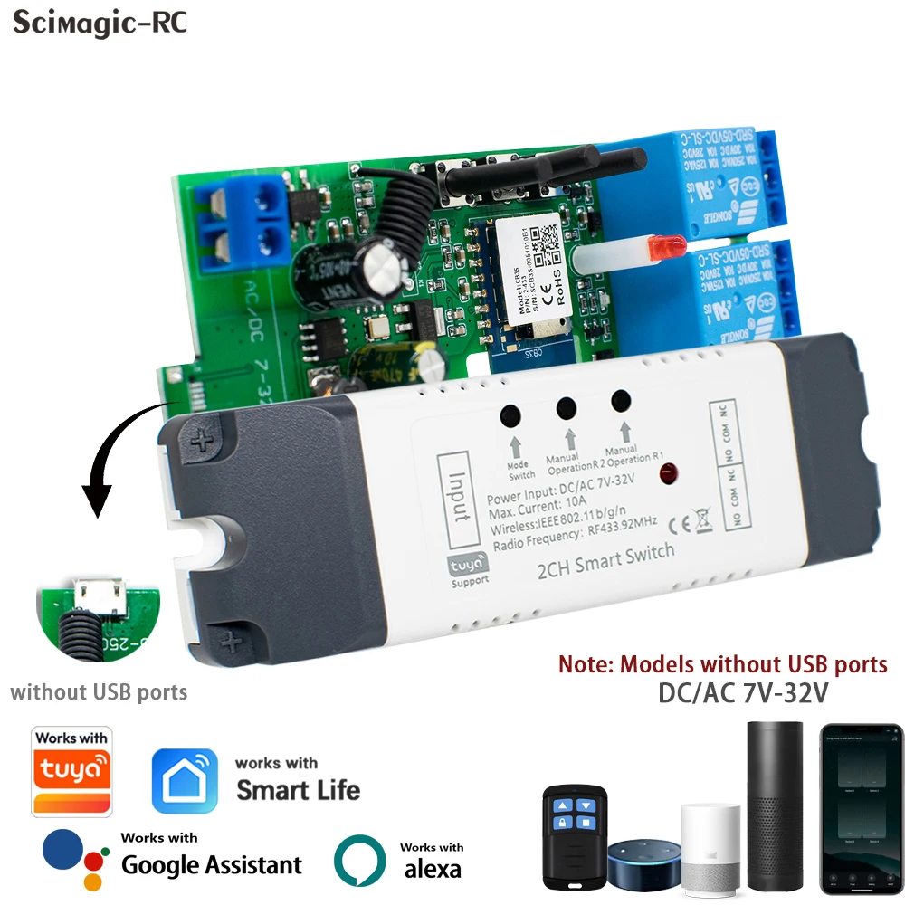 Smart WiFi Relay Switch with Timer & Dry Contact Control – Voice Assistant Compatible