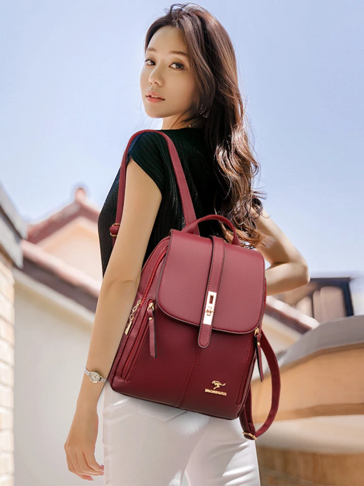 Women Large Capacity Backpack Purses High Quality Leather Female Vintage Bag School Bags Travel Bagpack Ladies Bookbag Rucksack