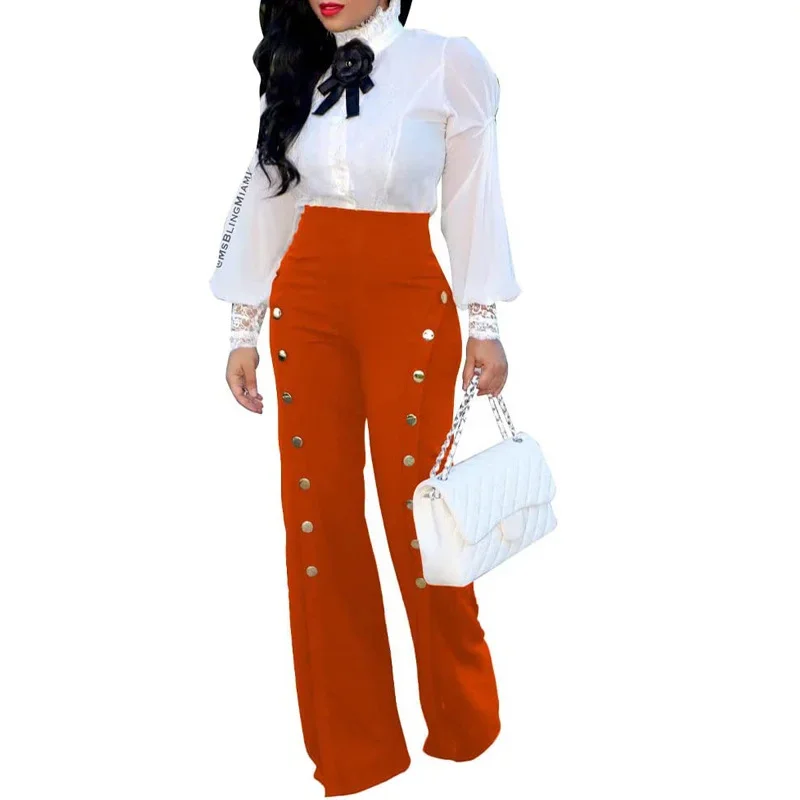 2023 Elegant OL Style Trousers 2023 Summer Women Casual High Waist Party Pantalon Femme Casual Wide Leg Long Pants Streetwear