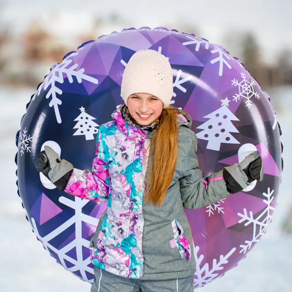 Inflatable Snow Tube Sled with Double Handles Ski Ring Valve Design Snowboard Inflatable Ring Winter Outdoor Toy for Kids Adults