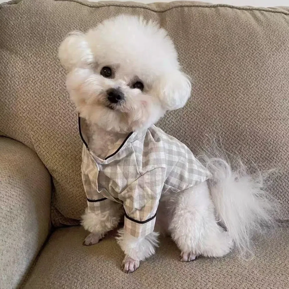 Pet Decoration Comfortable Ins Plaid Shirts Pet Clothing Elegant Cute Dogs Pajamas Fashion Costume Cat Dog Clothes Pet Parties