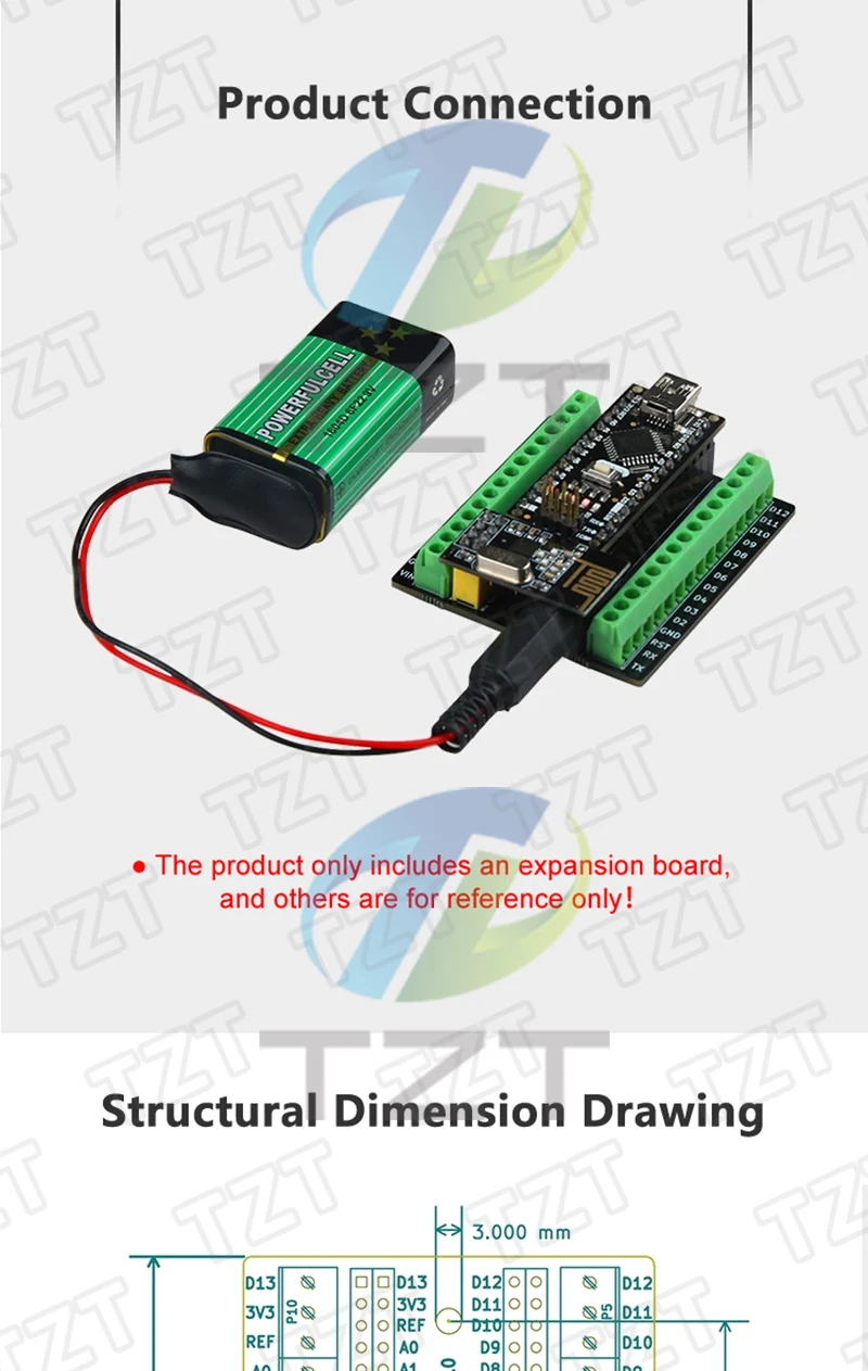 1/3 Stück geeignet für Arduino mit DC NRF2401+ Erweiterungsschnittstelle, kompatibel mit Nano V3.0 Erweiterungsplatine Entwicklungsboard – Detail 5